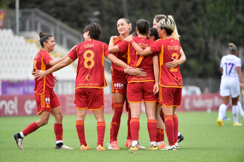 Esultanza AS Roma Fiorentina femminile