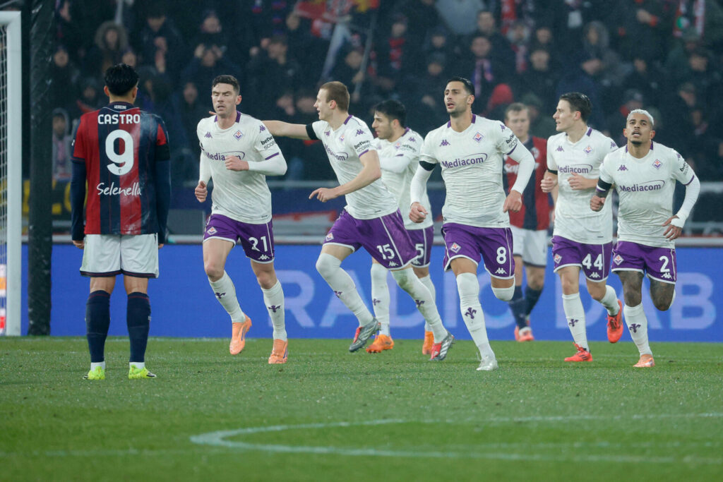 Serie A, Bologna-Fiorentina, esultanza Fiorentina