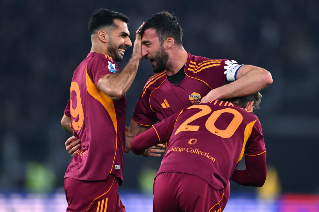 Roma-Cremonese: esultanza Roma