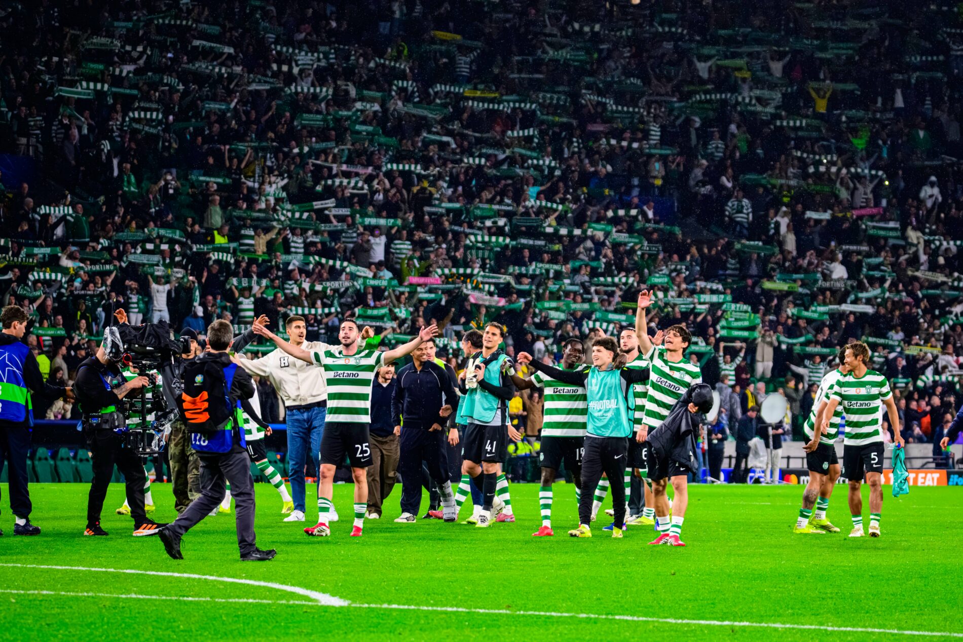 Champions League, Sporting Lisbona-Bodø/Glimt: esultanza dello Sporting Lisbona