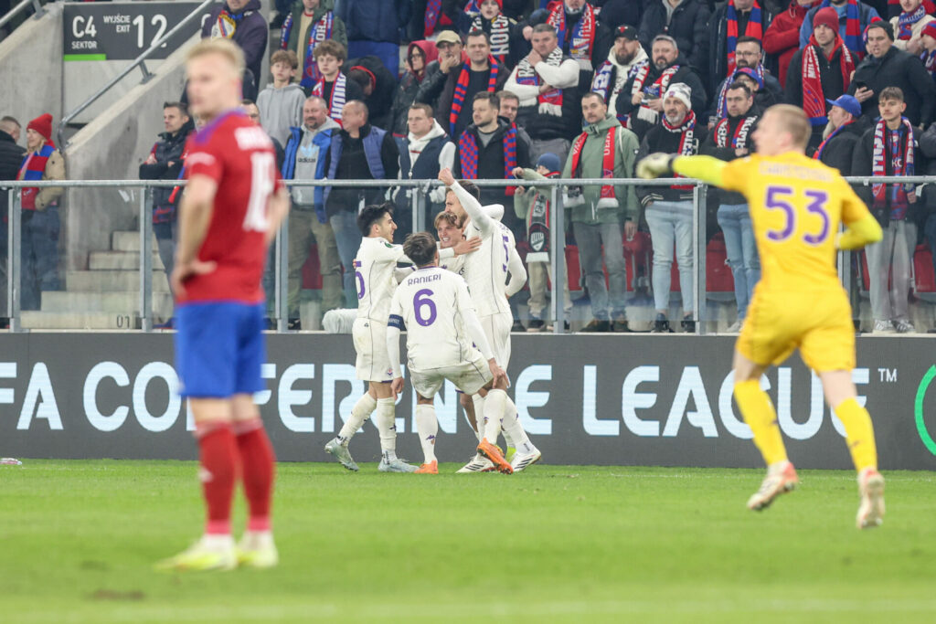 Conference League, Rakow-Fiorentina. festeggiamenti Viola