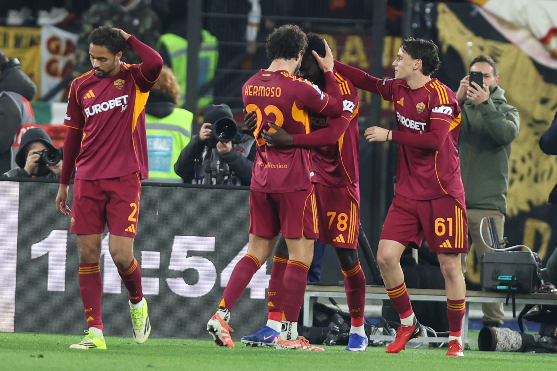 Serie A, Roma-Lecce: esultanza Roma