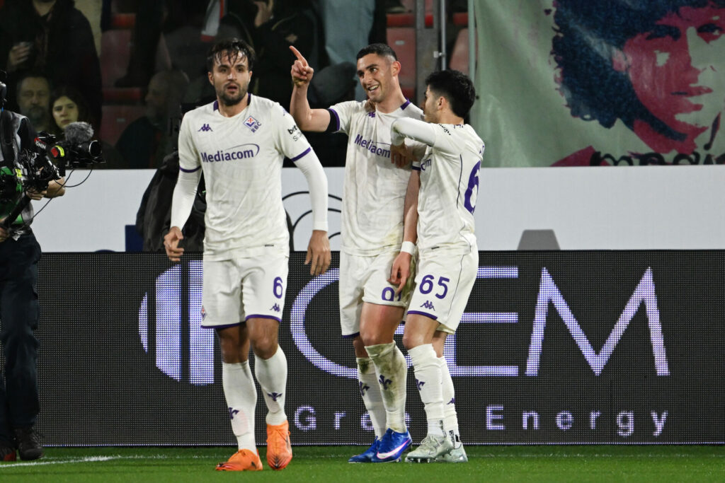Serie A, Cremonese-Fiorentina: esultanza Fiorentina