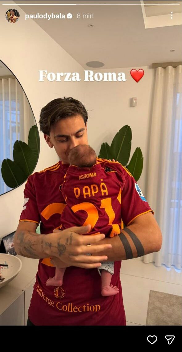 Roma, Dybala con la figlia Gia