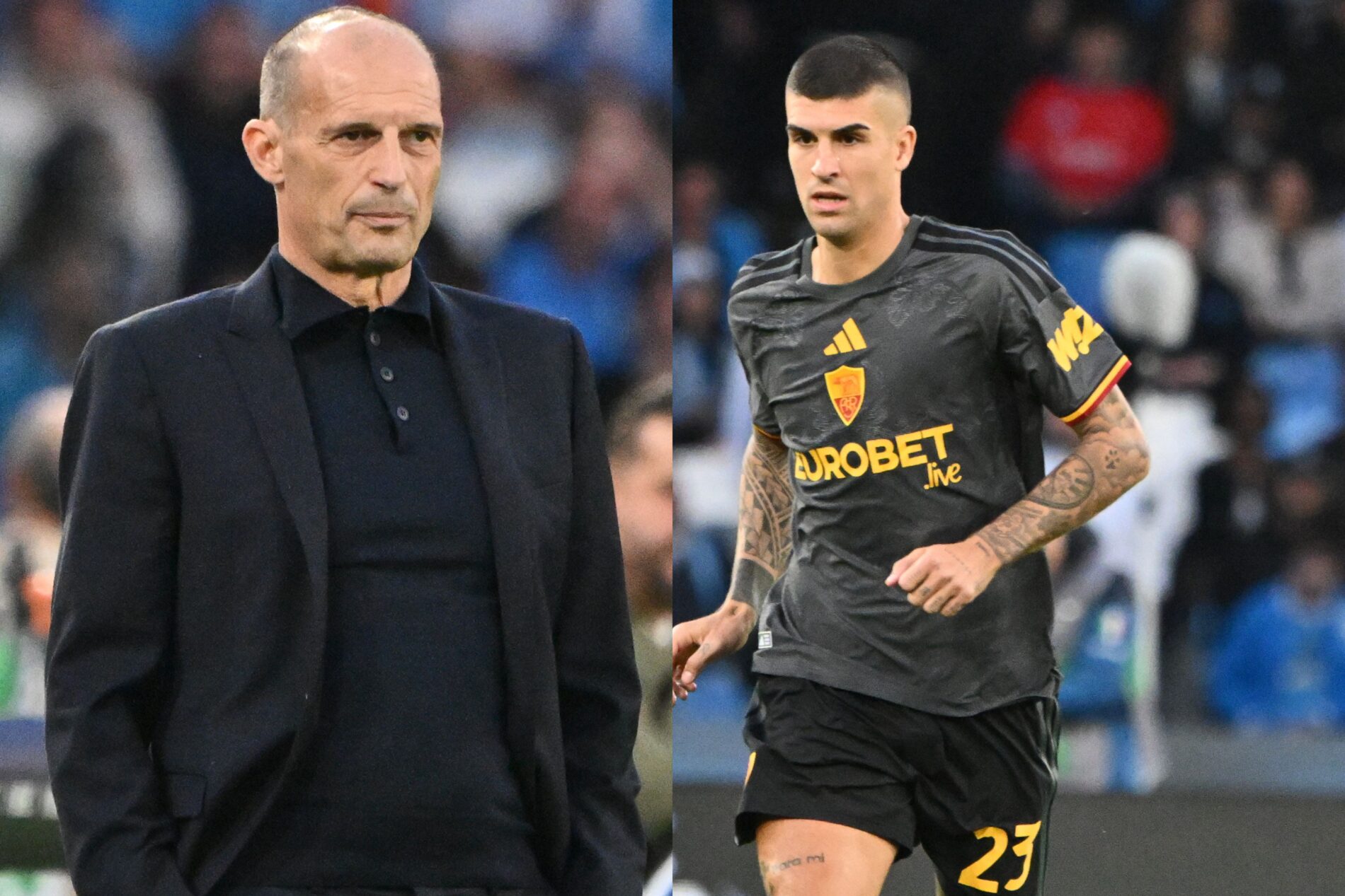 Allegri, Mancini, Napoli-Roma, Serie A, collage